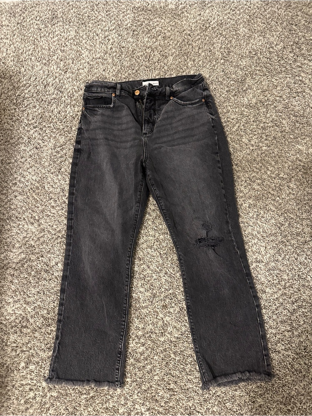 Women's Black Washed High-Rise Straight Jeans Ankle Length